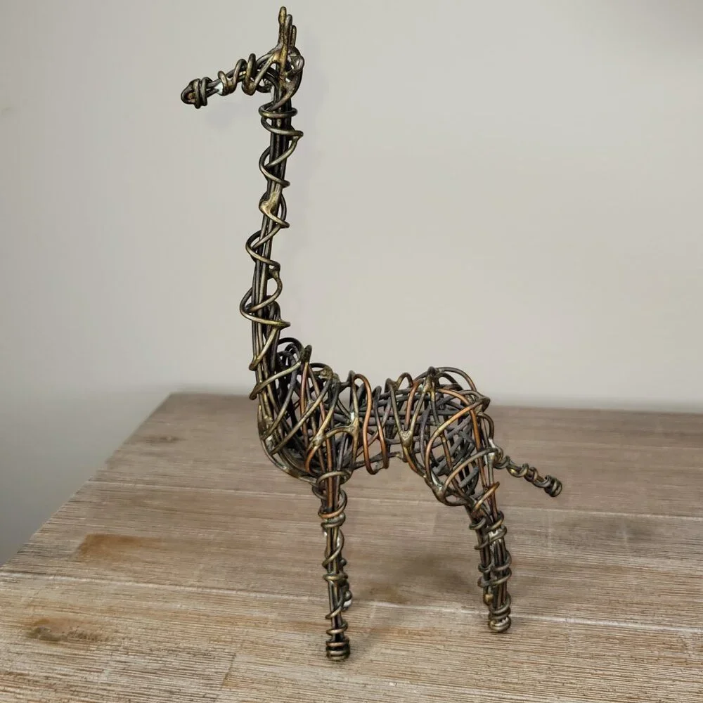 Handmade Wire Art Giraffe Sculpture Figurine 8 ½” Tall